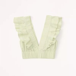 Abercrombie Drama Collar Poplin crop top Small green